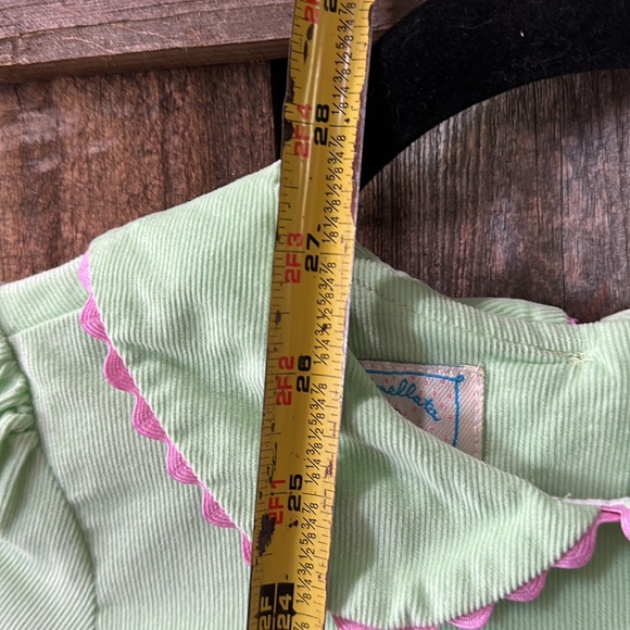 Marmelloto Light Green Smocked Birthday Dress- Corduroy Long Sleeve- Girls 6 - Picture 9 of 12